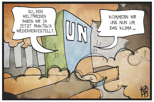 Cartoon: UN-Klimakonferenz (medium) by Kostas Koufogiorgos tagged nationen,vereinte,weltfrieden,klimakonferenz,york,new,klima,un,cartoon,illustration,koufogiorgos,karikatur,politik,umwelt,tagung,karikatur,koufogiorgos,illustration,cartoon,un,klima,new,york,klimakonferenz,weltfrieden,vereinte,nationen,tagung,umwelt,politik