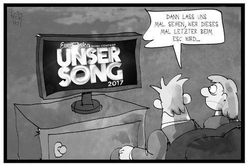 Cartoon: Unser Song 2017 (medium) by Kostas Koufogiorgos tagged karikatur,koufogiorgos,illustration,cartoon,unser,song,esc,eurovision,contest,musik,fernsehen,show,zuschauer,fernseher,kultur,unterhaltung,karikatur,koufogiorgos,illustration,cartoon,unser,song,esc,eurovision,contest,musik,fernsehen,show,zuschauer,fernseher,kultur,unterhaltung