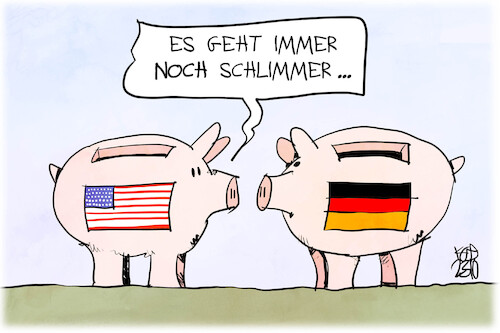 Cartoon: US-Haushalt (medium) by Kostas Koufogiorgos tagged karikatur,koufogiorgos,usa,haushalt,deutschland,karikatur,koufogiorgos,usa,haushalt,deutschland
