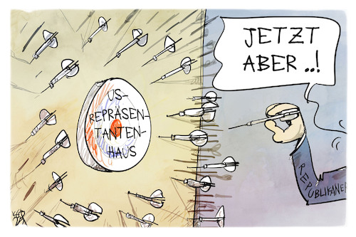 Cartoon: US-Repräsentantenhaus (medium) by Kostas Koufogiorgos tagged karikatur,koufogiorgos,usa,repräsentantenhaus,mccarthy,republikaner,dart,wahl,demokratie,karikatur,koufogiorgos,usa,repräsentantenhaus,mccarthy,republikaner,dart,wahl,demokratie