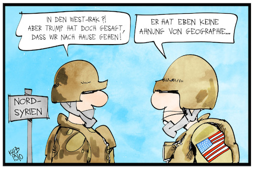 Cartoon: US-Truppen (medium) by Kostas Koufogiorgos tagged karikatur,koufogiorgos,illustration,cartoon,usa,trump,truppen,milität,krieg,konflikt,syrien,soldat,geographie,bildung,karikatur,koufogiorgos,illustration,cartoon,usa,trump,truppen,milität,krieg,konflikt,syrien,soldat,geographie,bildung