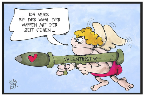 Cartoon: Valentinstag (medium) by Kostas Koufogiorgos tagged karikatur,koufogiorgos,illustration,cartoon,valentinstag,amor,waffe,panzerfaust,liebe,romantik,liebesgott,schiessen,zielen,treffen,karikatur,koufogiorgos,illustration,cartoon,valentinstag,amor,waffe,panzerfaust,liebe,romantik,liebesgott,schiessen,zielen,treffen