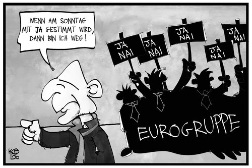 Cartoon: Varoufakis (medium) by Kostas Koufogiorgos tagged karikatur,koufogiorgos,illustration,cartoon,referendum,varoufakis,eurogruppe,brüssel,ja,volksentscheid,entscheidung,rücktritt,finanzminister,karikatur,koufogiorgos,illustration,cartoon,referendum,varoufakis,eurogruppe,brüssel,ja,volksentscheid,entscheidung,rücktritt,finanzminister