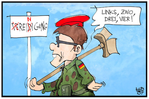 Cartoon: Vereidigung von AKK (medium) by Kostas Koufogiorgos tagged karikatur,koufogiorgos,illustration,cartoon,akk,vereidigung,verteidigung,bundeswehr,kramp,karrenbauer,verteidigungsministerin,karikatur,koufogiorgos,illustration,cartoon,akk,vereidigung,verteidigung,bundeswehr,kramp,karrenbauer,verteidigungsministerin