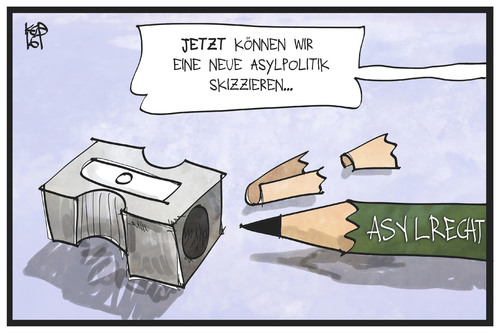 Cartoon: Verschärftes Asylrecht (medium) by Kostas Koufogiorgos tagged karikatur,koufogiorgos,illustration,cartoon,asylrecht,schärfen,verschärfung,bleistift,skizzieren,zeichnen,anspitzer,alsypolitik,flüchtlingskrise,karikatur,koufogiorgos,illustration,cartoon,asylrecht,schärfen,verschärfung,bleistift,skizzieren,zeichnen,anspitzer,alsypolitik,flüchtlingskrise