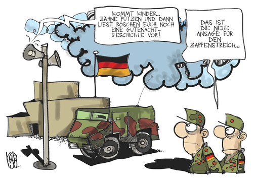 Cartoon: Verteidigungsministerin (medium) by Kostas Koufogiorgos tagged von,der,leyen,röschen,soldat,bundeswehr,verteidigungsministerin,zapfenstreich,militär,karikatur,koufogiorgos,von,der,leyen,röschen,soldat,bundeswehr,verteidigungsministerin,zapfenstreich,militär,karikatur,koufogiorgos