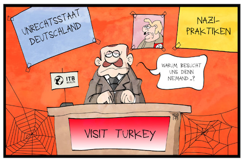 Cartoon: Visit Turkey (medium) by Kostas Koufogiorgos tagged karikatur,koufogiorgos,illustration,cartoon,tuerkei,visit,turkey,erdogan,deutschland,nazi,tourismus,urlaub,ferien,reisen,karikatur,koufogiorgos,illustration,cartoon,tuerkei,visit,turkey,erdogan,deutschland,nazi,tourismus,urlaub,ferien,reisen