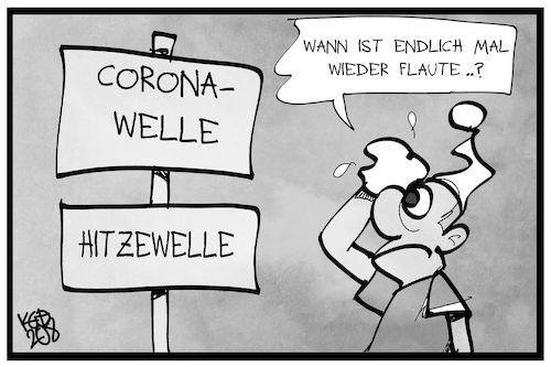 Cartoon: Von Corona- und Hitzewellen (medium) by Kostas Koufogiorgos tagged karikatur,koufogiorgos,illustration,cartoon,corona,welle,hitze,wetter,flaute,pandemie,sommer,karikatur,koufogiorgos,illustration,cartoon,corona,welle,hitze,wetter,flaute,pandemie,sommer