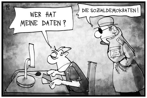 Cartoon: Vorratsdatenspeicherung (medium) by Kostas Koufogiorgos tagged karikatur,koufogiorgos,illustration,cartoon,spd,sozialdemokraten,computer,daten,vorratsdatenspeicherung,datenschutz,privatsphäre,agent,spion,spionage,politik,karikatur,koufogiorgos,illustration,cartoon,spd,sozialdemokraten,computer,daten,vorratsdatenspeicherung,datenschutz,privatsphäre,agent,spion,spionage,politik