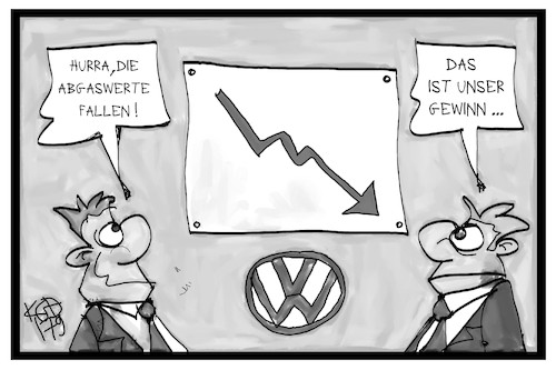 Cartoon: VW-Gewinnwarnung (medium) by Kostas Koufogiorgos tagged karikatur,koufogiorgos,illustration,cartoon,vw,volkswagen,gewinn,abgas,skandal,dieselgate,chart,kurve,grafik,autobauer,wirtschaft,geld,profit,karikatur,koufogiorgos,illustration,cartoon,vw,volkswagen,gewinn,abgas,skandal,dieselgate,chart,kurve,grafik,autobauer,wirtschaft,geld,profit