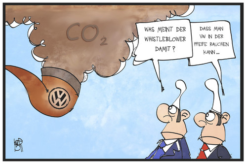 Cartoon: VW-Skandal (medium) by Kostas Koufogiorgos tagged karikatur,koufogiorgos,illustration,cartoon,vw,whistleblower,pfeife,rauch,co2,abgas,skandal,dieselgate,auto,automobilindustrie,wirtschaft,volkswagen,karikatur,koufogiorgos,illustration,cartoon,vw,whistleblower,pfeife,rauch,co2,abgas,skandal,dieselgate,auto,automobilindustrie,wirtschaft,volkswagen