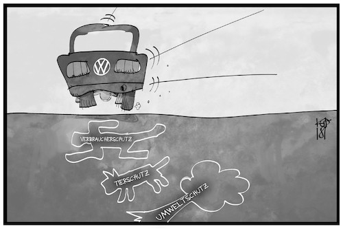 Cartoon: VW missachtet den Tierschutz (medium) by Kostas Koufogiorgos tagged karikatur,koufogiorgos,illustration,cartoon,vw,volkswagen,tierschutz,verbraucherschutz,auto,dieselgate,abgas,abgaskandal,umwelt,wirtschaft,karikatur,koufogiorgos,illustration,cartoon,vw,volkswagen,tierschutz,verbraucherschutz,auto,dieselgate,abgas,abgaskandal,umwelt,wirtschaft