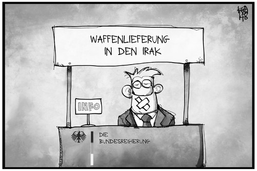 Cartoon: Waffen in den Irak (medium) by Kostas Koufogiorgos tagged karikatur,koufogiorgos,illustration,cartoon,irak,waffen,lieferung,regierung,information,auskunft,parlament,politik,karikatur,koufogiorgos,illustration,cartoon,irak,waffen,lieferung,regierung,information,auskunft,parlament,politik