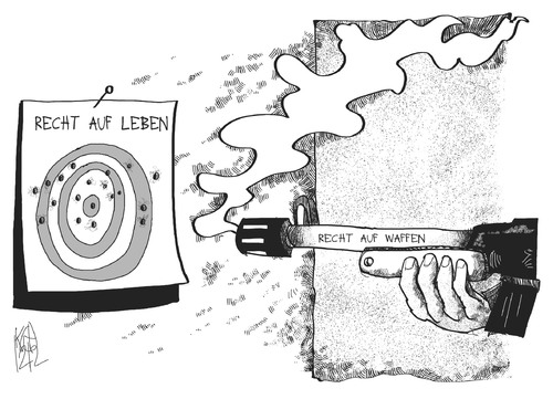 Cartoon: Waffenrecht (medium) by Kostas Koufogiorgos tagged waffen,recht,leben,zielscheibe,pistole,usa,amok,newtown,gewalt,karikatur,kostas,koufogiorgos,waffen,recht,leben,zielscheibe,pistole,usa,amok,newtown,gewalt,karikatur,kostas,koufogiorgos