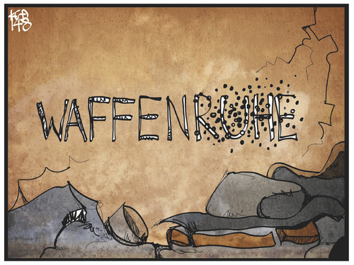 Cartoon: Waffenruhe (medium) by Kostas Koufogiorgos tagged karikatur,koufogiorgos,illustration,cartoon,waffenruhe,konflikt,krieg,nahost,einschüsse,politik,karikatur,koufogiorgos,illustration,cartoon,waffenruhe,konflikt,krieg,nahost,einschüsse,politik