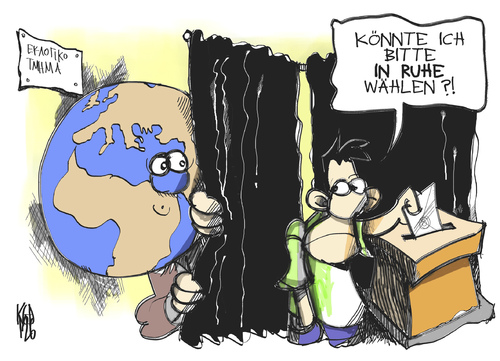 Cartoon: Wahl in Griechenland (medium) by Kostas Koufogiorgos tagged griechenland,wahl,neuwahl,wähler,welt,euro,schulden,krise,europa,politik,karikatur,kostas,koufogiorgos,griechenland,wahlen