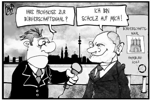 Cartoon: Wahl in Hamburg (medium) by Kostas Koufogiorgos tagged karikatur,koufogiorgos,illustration,cartoon,scholz,hamburg,spd,bürgermeister,wahl,reporter,stolz,zuversicht,politik,karikatur,koufogiorgos,illustration,cartoon,scholz,hamburg,spd,bürgermeister,wahl,reporter,stolz,zuversicht,politik