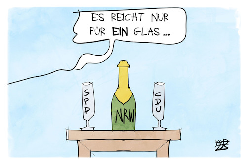 Cartoon: Wahl in NRW (medium) by Kostas Koufogiorgos tagged koufogiorgos,karikatur,nrw,landtagswahl,sekt,schampus,glas,cdu,spd,wahlsieg,koufogiorgos,karikatur,nrw,landtagswahl,sekt,schampus,glas,cdu,spd,wahlsieg