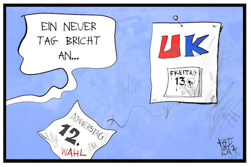 Cartoon: Wahl UK (medium) by Kostas Koufogiorgos tagged karikatur,koufogiorgos,illustration,cartoon,freitag,unglück,13,brexit,wahl,karikatur,koufogiorgos,illustration,cartoon,freitag,unglück,13,brexit,wahl