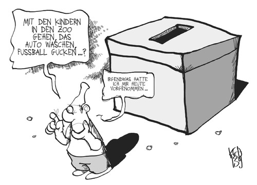 Cartoon: Wahlsonntag (medium) by Kostas Koufogiorgos tagged wahlsonntag,nichtwähler,michel,demokratie,bundestagswahl,karikatur,koufogiorgos,wahlsonntag,nichtwähler,michel,demokratie,bundestagswahl,karikatur,koufogiorgos