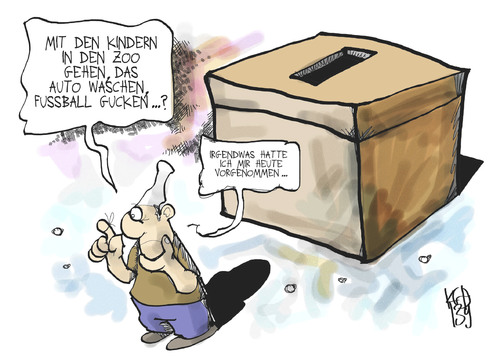 Cartoon: Wahlsonntag (medium) by Kostas Koufogiorgos tagged wahlsonntag,nichtwähler,michel,demokratie,bundestagswahl,karikatur,koufogiorgos,wahlsonntag,nichtwähler,michel,demokratie,bundestagswahl,karikatur,koufogiorgos