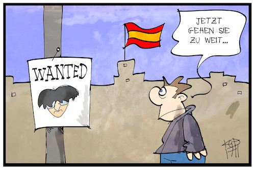 Cartoon: Wanted Puigdemont (medium) by Kostas Koufogiorgos tagged karikatur,koufogiorgos,illustration,cartoon,puigdemont,wanted,eu,europa,haftbefehl,flucht,katalonien,separatismus,suche,spanien,karikatur,koufogiorgos,illustration,cartoon,puigdemont,wanted,eu,europa,haftbefehl,flucht,katalonien,separatismus,suche,spanien