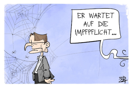 Cartoon: Warten auf die Impfpflicht (medium) by Kostas Koufogiorgos tagged karikatur,koufogiorgos,lauterbach,impfpflicht,corona,warten,gesundheitsminister,karikatur,koufogiorgos,lauterbach,impfpflicht,corona,warten,gesundheitsminister