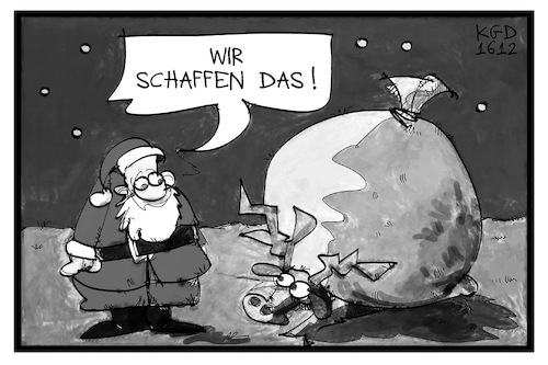 Cartoon: Weihnachten-geschafft! (medium) by Kostas Koufogiorgos tagged karikatur,koufogiorgos,illustration,cartoon,weihnachten,rudolph,weihnachtsmann,last,geschenke,karikatur,koufogiorgos,illustration,cartoon,weihnachten,rudolph,weihnachtsmann,last,geschenke