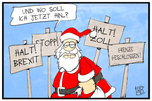 Cartoon: Weihnachten geschlossen (medium) by Kostas Koufogiorgos tagged karikatur,koufogiorgos,illustration,cartoon,weihnachtsmann,halt,stopp,grenze,geschlossen,karikatur,koufogiorgos,illustration,cartoon,weihnachtsmann,halt,stopp,grenze,geschlossen