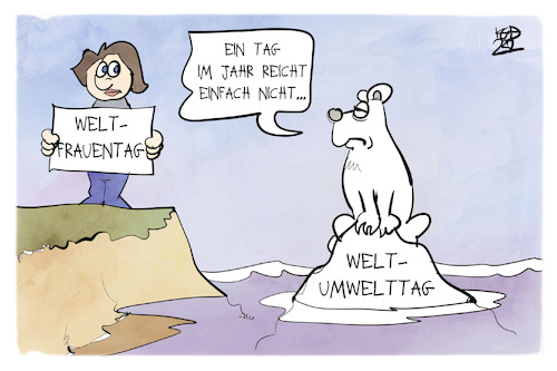 Cartoon: Weltfrauentag- der Tag danach (medium) by Kostas Koufogiorgos tagged karikatur,koufogiorgos,eisbär,umwelttag,frauentag,klima,gleichberechtigung,erde,umwelt,karikatur,koufogiorgos,eisbär,umwelttag,frauentag,klima,gleichberechtigung,erde,umwelt