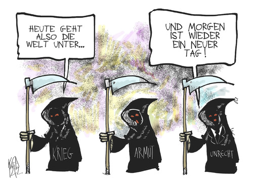 Cartoon: Weltuntergang (medium) by Kostas Koufogiorgos tagged weltuntergang,krieg,armut,unrecht,sensenmann,tod,maya,apokalypse,karikatur,kostas,koufogiorgos,weltuntergang,krieg,armut,unrecht,sensenmann,tod,maya,apokalypse,karikatur,kostas,koufogiorgos