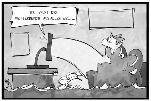 Cartoon: Weltwetterbericht (medium) by Kostas Koufogiorgos tagged karikatur,koufogiorgos,illustration,cartoon,wetterbericht,fernseher,zuschauer,wohnzimmer,regen,flut,ueberschwemmung,katastrophe,wetter,karikatur,koufogiorgos,illustration,cartoon,wetterbericht,fernseher,zuschauer,wohnzimmer,regen,flut,ueberschwemmung,katastrophe,wetter