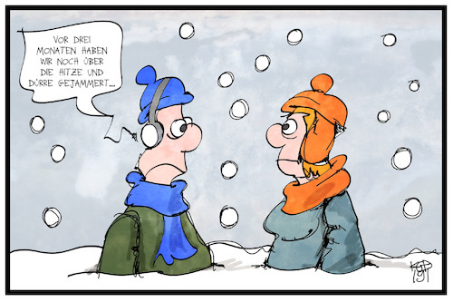 Cartoon: Wetter (medium) by Kostas Koufogiorgos tagged karikatur,koufogiorgos,illustration,cartoon,wetter,schnee,hitze,winter,dürre,kälte,karikatur,koufogiorgos,illustration,cartoon,wetter,schnee,hitze,winter,dürre,kälte