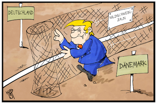 Cartoon: Wildschweinzaun (medium) by Kostas Koufogiorgos tagged karikatur,koufogiorgos,illustration,cartoon,trump,dänemark,deutschland,zaun,wildschwein,grenze,schweinepest,karikatur,koufogiorgos,illustration,cartoon,trump,dänemark,deutschland,zaun,wildschwein,grenze,schweinepest