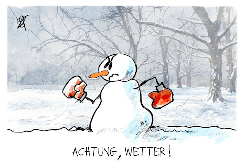 Cartoon: Winterwetter (medium) by Kostas Koufogiorgos tagged karikatur,koufogiorgos,winter,wetter,schneemann,gefahr,karikatur,koufogiorgos,winter,wetter,schneemann,gefahr