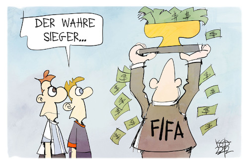 Cartoon: WM-Sieger (medium) by Kostas Koufogiorgos tagged karikatur,koufogiorgos,wm,finale,fifa,geld,pokal,sieger,fußball,karikatur,koufogiorgos,wm,finale,fifa,geld,pokal,sieger,fußball