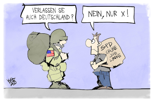Cartoon: X-odus (medium) by Kostas Koufogiorgos tagged karikatur,koufogiorgos,social,media,plattform,partei,karikatur,koufogiorgos,social,media,plattform,partei