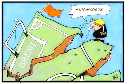 Cartoon: Zwangspause in UK (medium) by Kostas Koufogiorgos tagged karikatur,koufogiorgos,illustration,cartoon,boris,johnson,brexit,fussball,pause,parlament,zwangspause,uk,demokratie,karikatur,koufogiorgos,illustration,cartoon,boris,johnson,brexit,fussball,pause,parlament,zwangspause,uk,demokratie