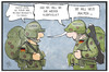 Cartoon: Afghanistan und Syrien (small) by Kostas Koufogiorgos tagged karikatur,koufogiorgos,illustration,cartoon,afghanistan,syrien,soldat,bundeswehr,einsatz,fehler,leyen,verteidigungsministerin