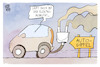 Cartoon: Autogipfel (small) by Kostas Koufogiorgos tagged karikatur,koufogiorgos,autogipfel,elektromobilität,kabel,abgas,auspuff