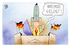 Cartoon: Bremse los (small) by Kostas Koufogiorgos tagged karikatur,koufogiorgos,bremse,schuldenbremse,bundestag,rakete,start