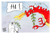 Cartoon: Chinas Friedenplan (small) by Kostas Koufogiorgos tagged karikatur,koufogiorgos,china,frieden,taube,drache