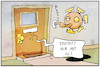 Cartoon: Corona-Welle (small) by Kostas Koufogiorgos tagged karikatur,koufogiorgos,illustration,cartoon,corona,2g,tür,eintritt,pandemie,virus,regeln