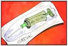 Cartoon: CureVac (small) by Kostas Koufogiorgos tagged karikatur,illustration,cartoon,koufogiorgos,curevac,impfen,impfstoff,beteiligung,geld,medizin,corona,wirtschaft,gesundheit