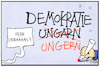 Cartoon: Demokratie ungern (small) by Kostas Koufogiorgos tagged karikatur,koufogiorgos,illustration,cartoon,ungarn,orban,ungern,demokratie,manipulation,änderung,gesetz,europa