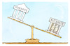 Cartoon: Demokratie vs. Autokratie (small) by Kostas Koufogiorgos tagged karikatur,koufogiorgos,demokratie,autokratie,waage,gleichgewicht,menschenrechte,gefängnis