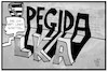 Cartoon: Der lange Schatten des LKA (small) by Kostas Koufogiorgos tagged karikatur,koufogiorgos,illustration,cartoon,pegida,lka,schatten,einfluss,dresden,rechtsextremismus,rechtspopulismus,polizei,pegizei