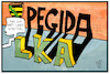 Cartoon: Der lange Schatten des LKA (small) by Kostas Koufogiorgos tagged karikatur,koufogiorgos,illustration,cartoon,pegida,lka,schatten,einfluss,dresden,rechtsextremismus,rechtspopulismus,polizei,pegizei