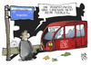 Cartoon: Die Bahn kommt (small) by Kostas Koufogiorgos tagged bahn,db,verspätung,2014,neujahr,verkehr,öpnv,karikatur,koufogiorgos