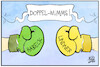Cartoon: Doppel-Wumms (small) by Kostas Koufogiorgos tagged karikatur,koufogiorgos,wumms,habeck,lindner,grüne,fdp,stgreit,boxen,schlag
